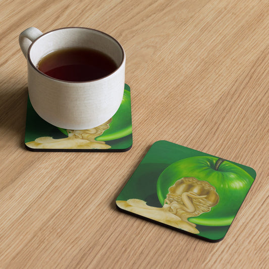 Cork-back coaster - Green Apple image 0