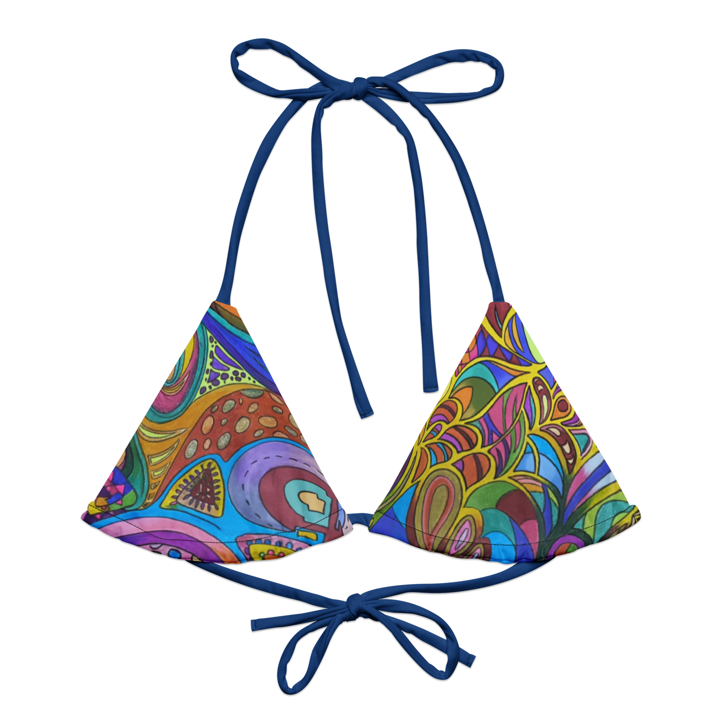 All-over print recycled string bikini top