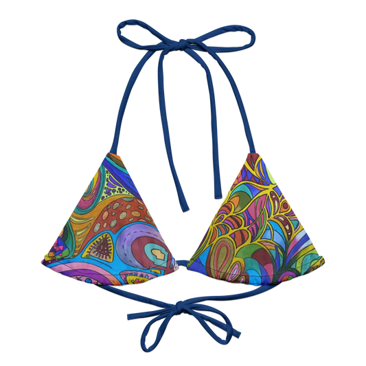 All-over print recycled string bikini top