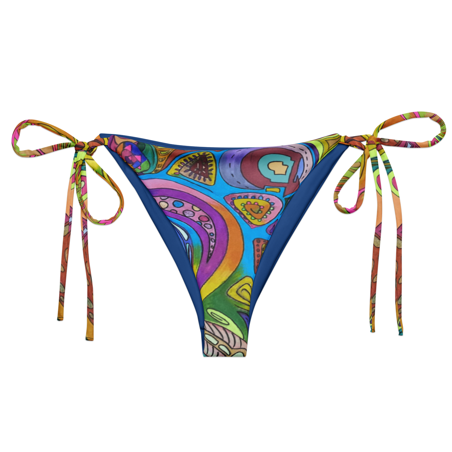 Doodle - All-over print recycled string bikini bottom